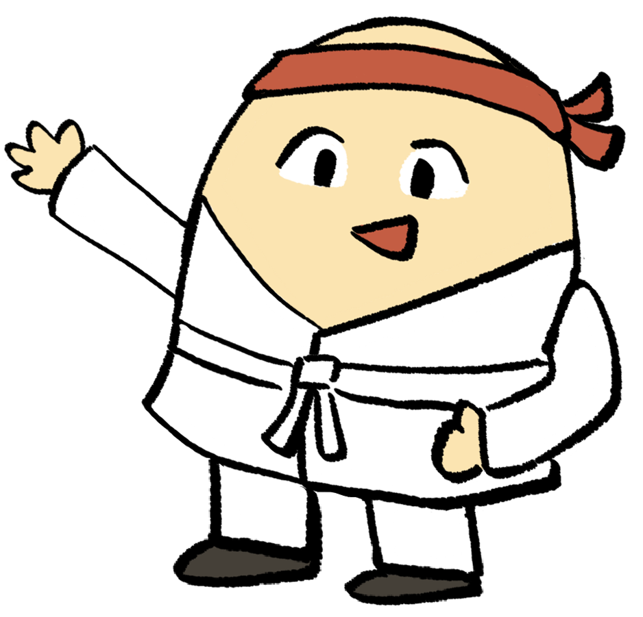 Egg Academy character in a martial arts gi